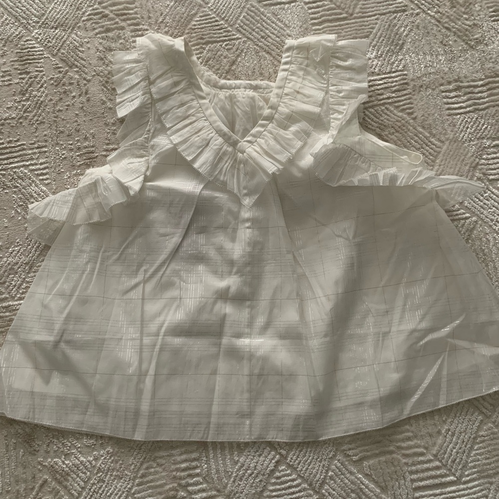 White Ruffled Kids Top